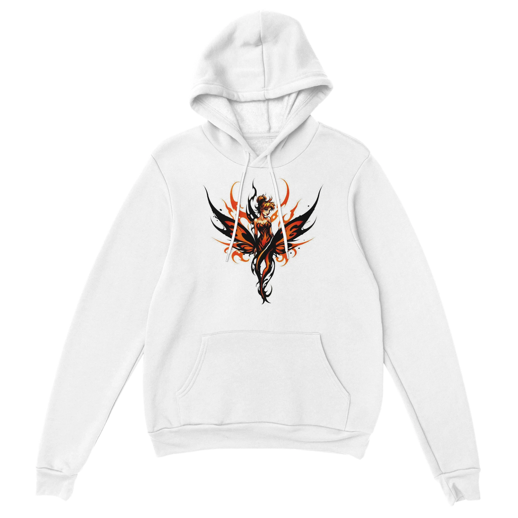 Phoenix Fairy Spirit Unisex Pullover Hoodie | Fiery Orange & Black Fantasy Art | Gildan® 18500